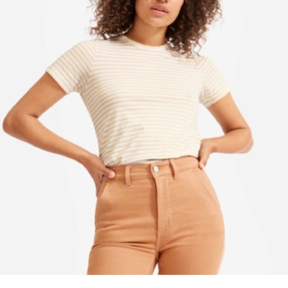 Host pick 💕EVERLANE Striped Tee in Cashew and White Size Large - Picture 1 of 6